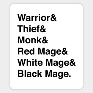 Final Fantasy Warriors Of Light List (Black Text) Sticker